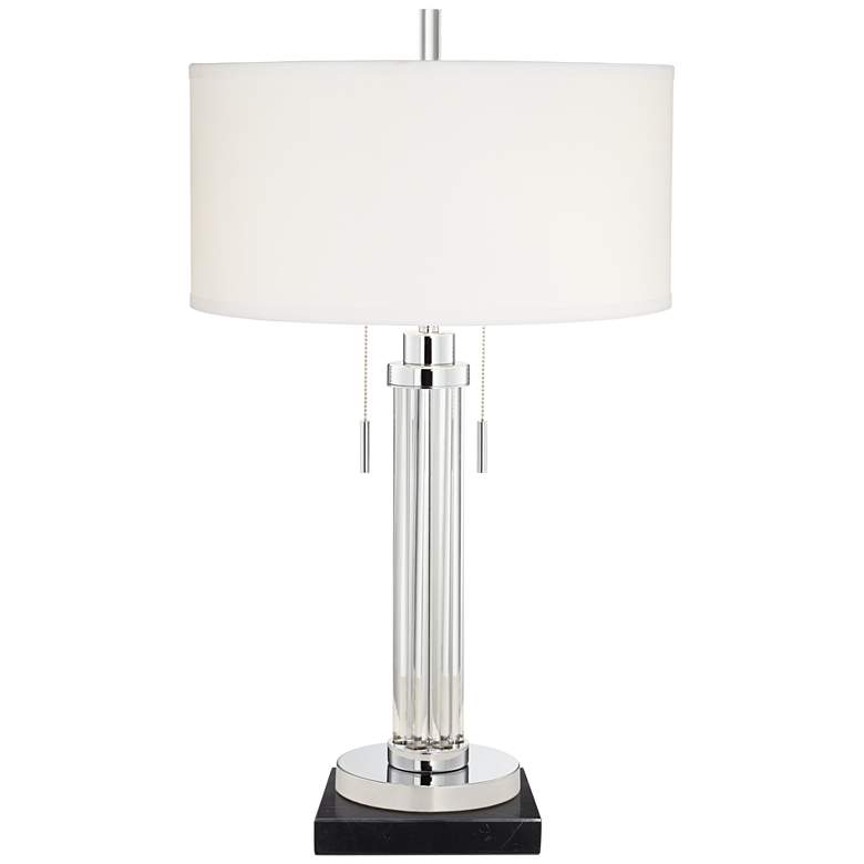 Image 1 Possini Euro Cadence 30" Glass Table Lamp with Square Black Riser