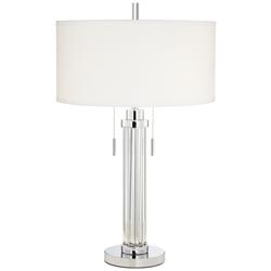 Possini Euro Cadence 30&quot; Modern Glass Column Table Lamp