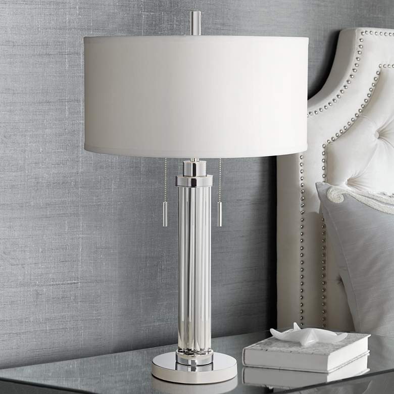 Image 2 Possini Euro Cadence 30 inch Modern Glass Column Table Lamp