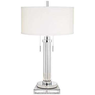 Possini Euro Cadence 31 1/2" Glass Column Table Lamp with Square Riser