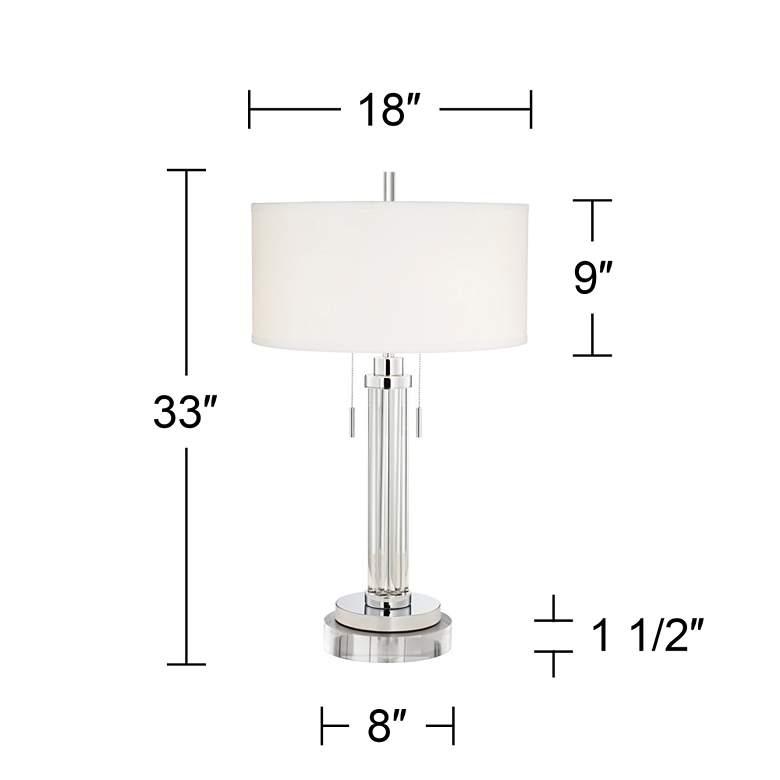 Image 6 Possini Euro Cadence 33" Glass Column Table Lamp with Round Riser more views