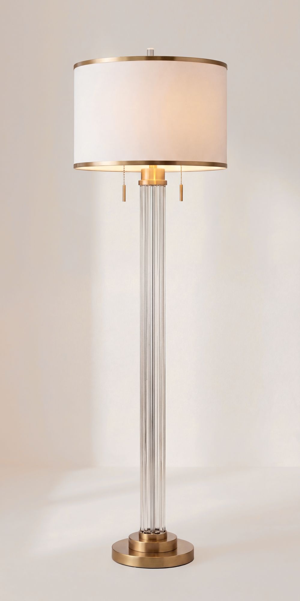 Possini Euro Cadence 62" Satin Brass and Crystal Column Floor Lamp in scene
