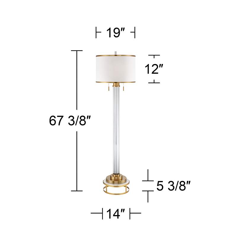 Image 6 Possini Euro Cadence Crystal and Satin Brass Floor Lamp with Riser more views