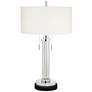 Possini Euro Cadence Glass Column Table Lamp with Round Black Marble Riser