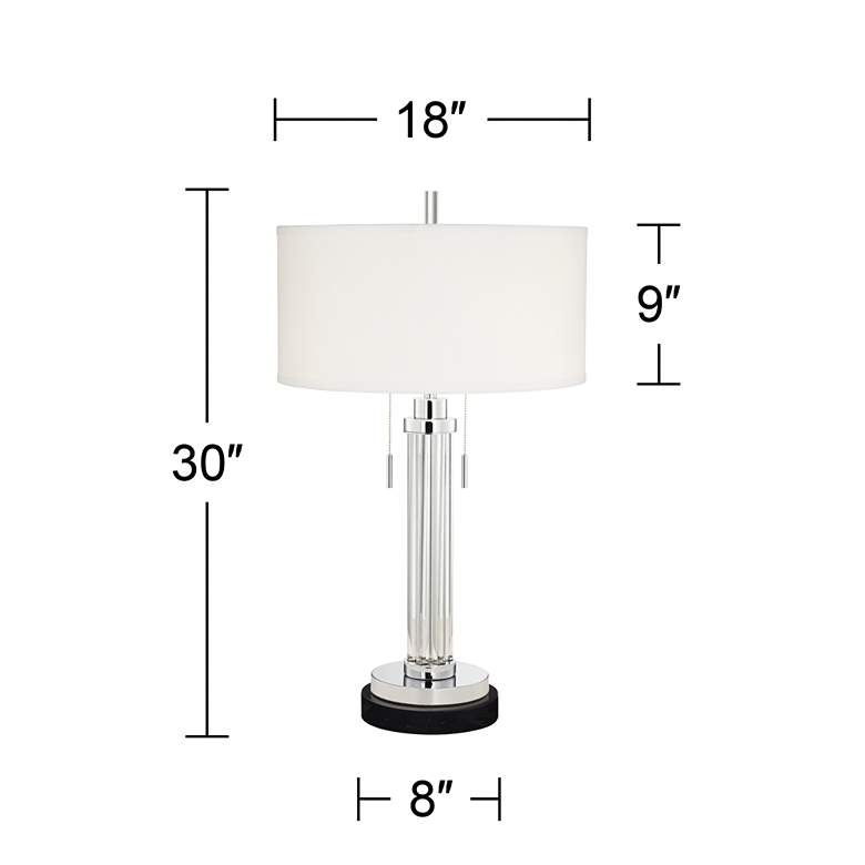 Image 6 Possini Euro Cadence Glass Column Table Lamp with Round Black Marble Riser more views