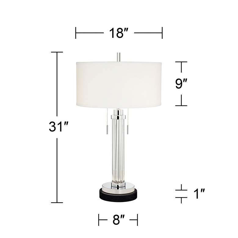 Image 6 Possini Euro Cadence Glass Column Table Lamp with Round Black Marble Riser more views