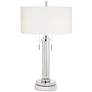 Possini Euro Cadence Glass Column Table Lamp with Round White Marble Riser