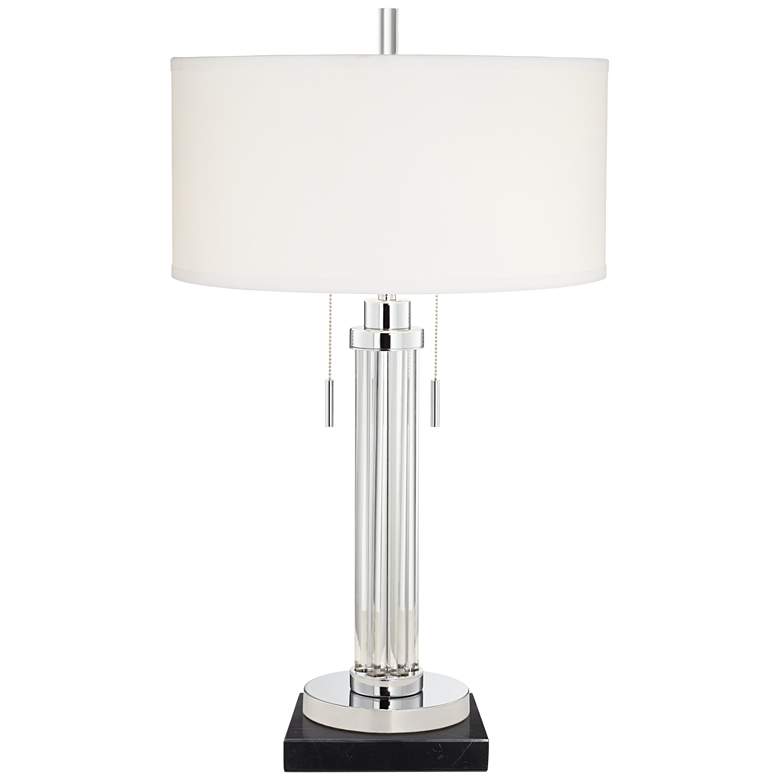 Image 1 Possini Euro Cadence Glass Column Table Lamp with Square Black Marble Riser
