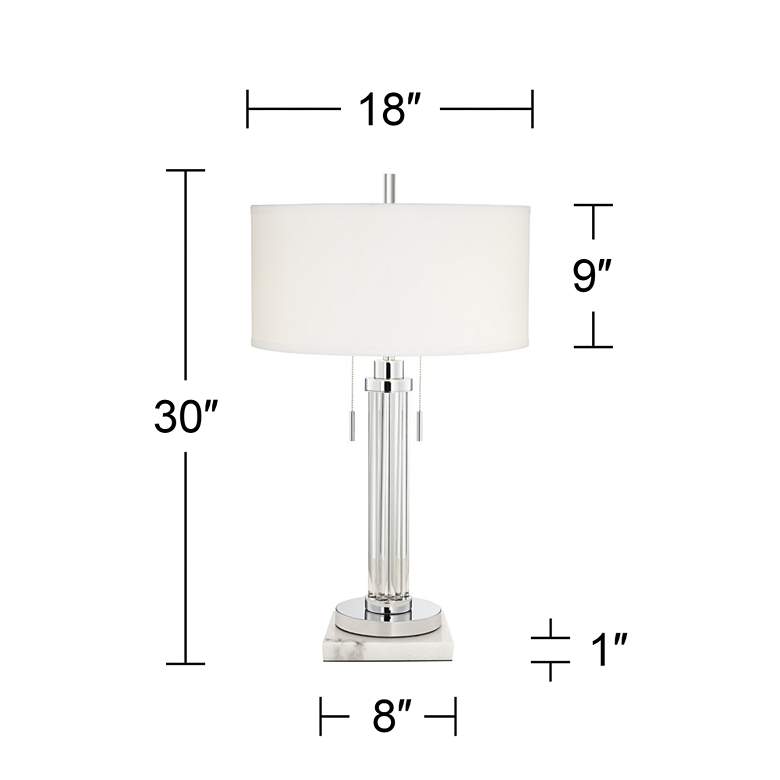 Image 6 Possini Euro Cadence Glass Column Table Lamp with Square White Marble Riser more views
