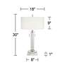 Possini Euro Cadence Glass Column Table Lamp with Square White Marble Riser