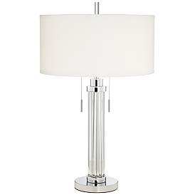 Image2 of Possini Euro Cadence Glass Column Table Lamp With USB Dimmer