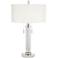 Possini Euro Cadence Glass Column Table Lamp With USB Dimmer