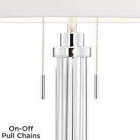 Image5 of Possini Euro Cadence Glass Column Table Lamp With USB Dimmer more views