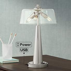 Image1 of Possini Euro Cagna 20 3/4" Modern LED Lamp with USB Port and Outlet