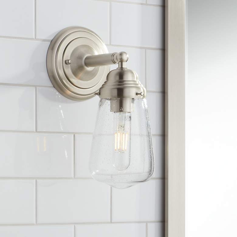 Image 1 Possini Euro Cairon 11"H Brushed Nickel Wall Sconce