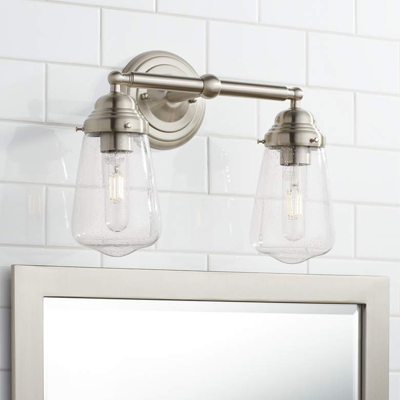 Image 1 Possini Euro Cairon 14"W Brushed Nickel 2-Light Bath Light