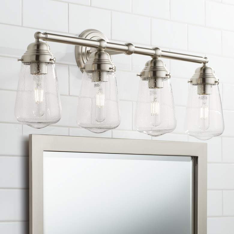Image 1 Possini Euro Cairon 28"W Brushed Nickel 4-Light Bath Light