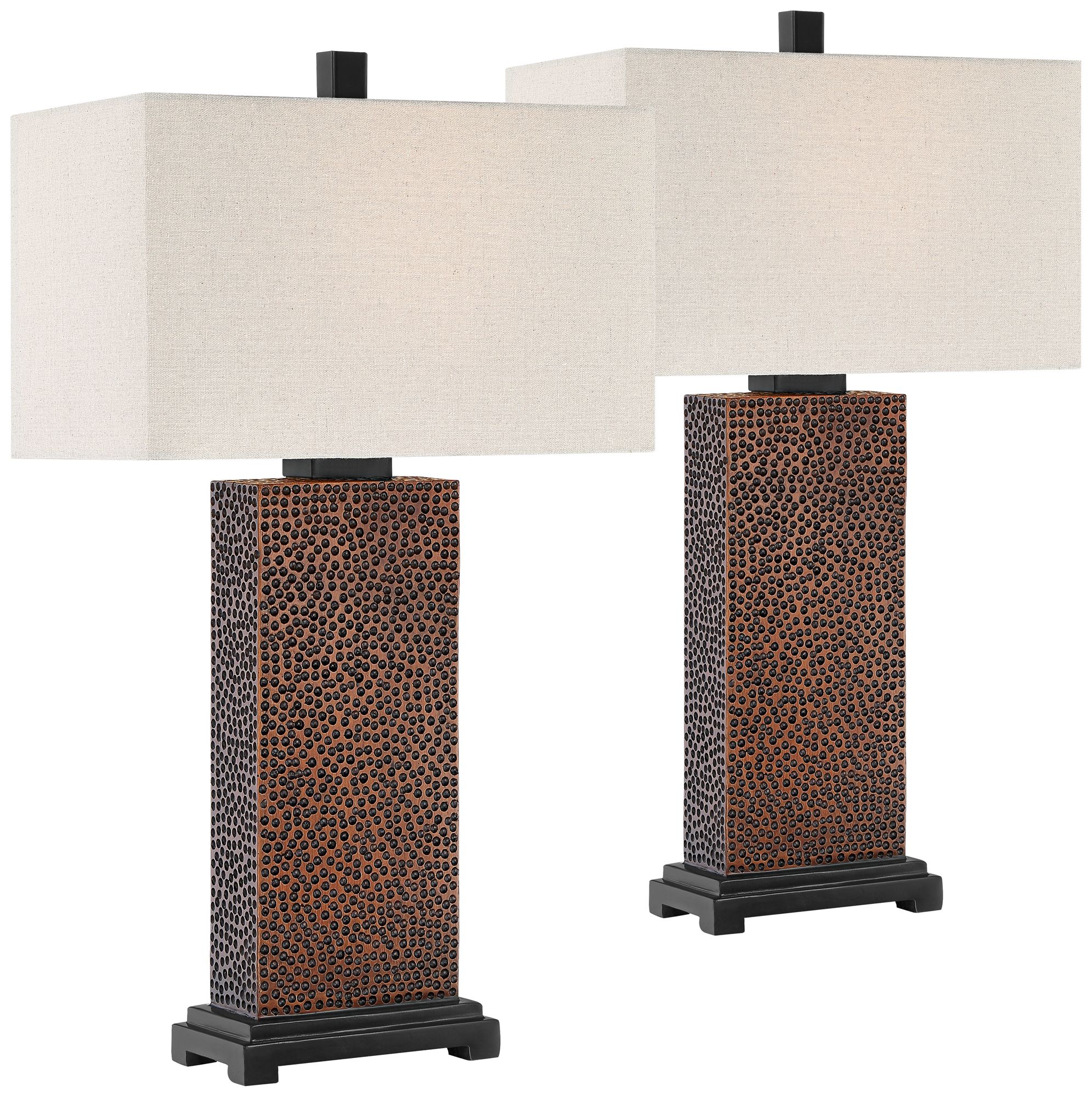 Image 2 Possini Euro Caldwell 24 3/4" Hammered Bronze Table Lamps Set of 2