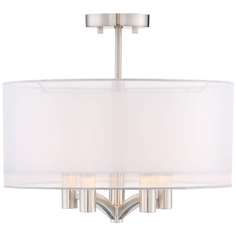 Image 5 Possini Euro Caliari 18 inch Brushed Nickel 5-Light Drum Ceiling Light more views