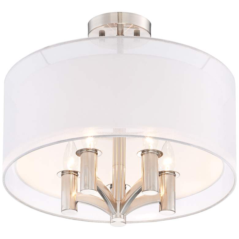 Image 6 Possini Euro Caliari 18 inch Brushed Nickel 5-Light Drum Ceiling Light more views