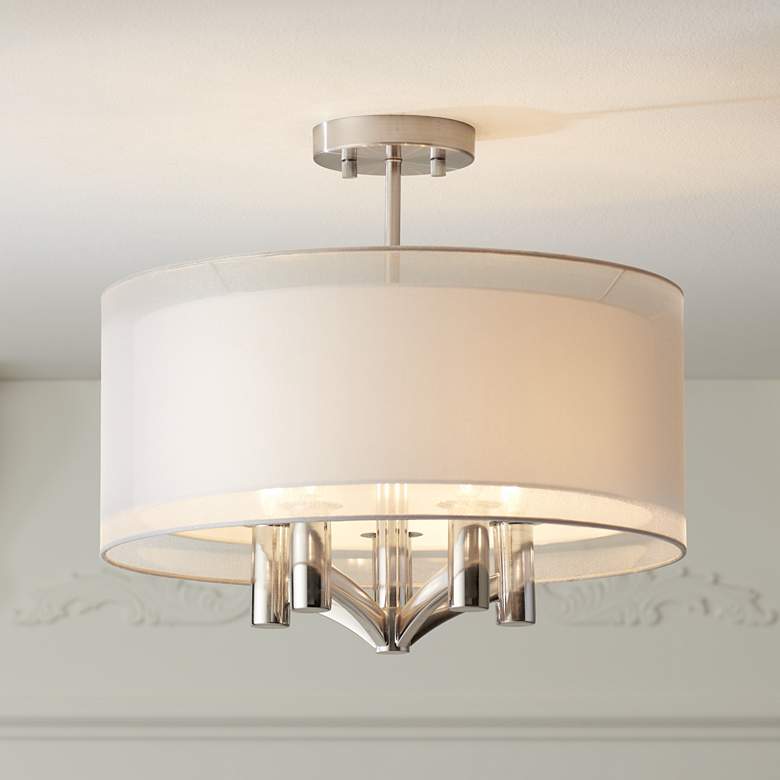 Image 7 Possini Euro Caliari 18 inch Brushed Nickel 5-Light Drum Ceiling Light more views