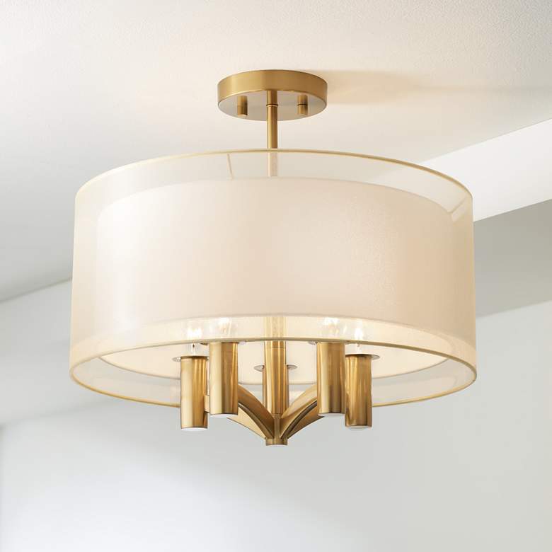 Image 7 Possini Euro Caliari 18 inch Wide Warm Brass 5-Light Ceiling Light more views