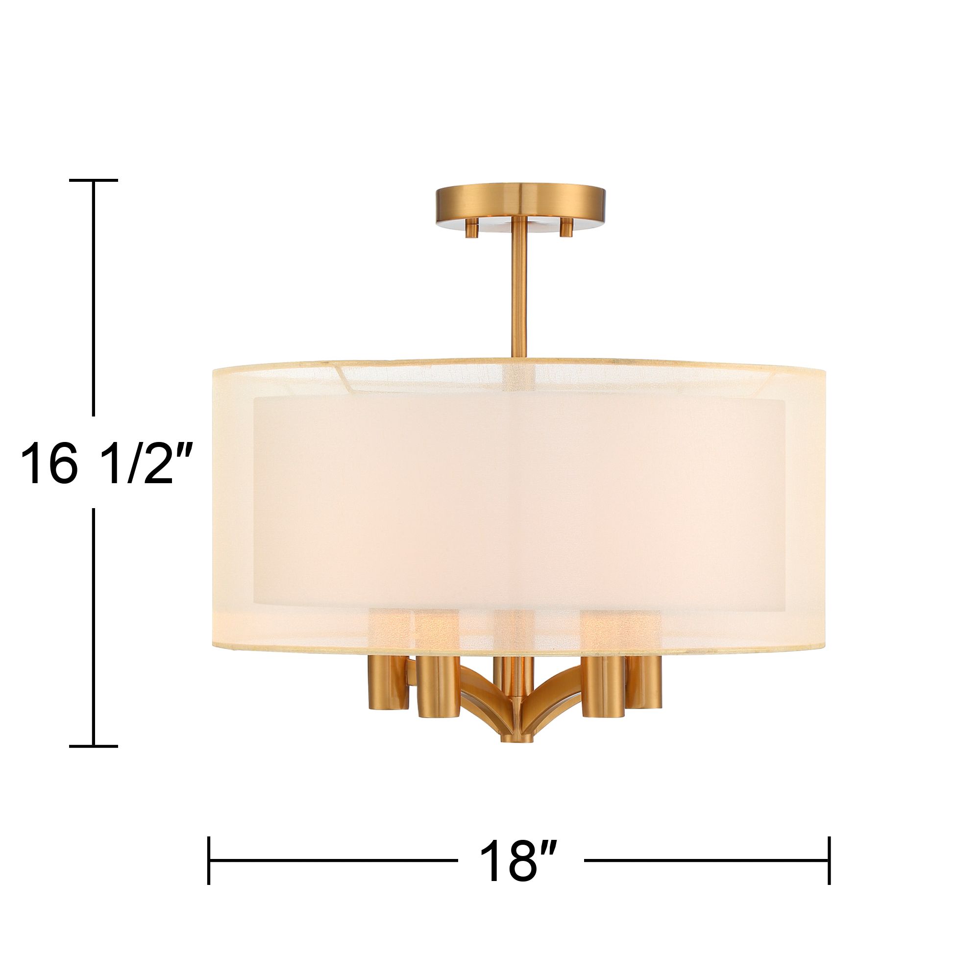 Possini Euro Caliari 18" Wide Warm Brass 5-Light Ceiling Light