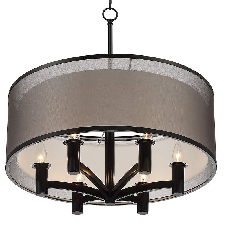 Image 3 Possini Euro Caliari 22" Wide Black 6-Light Double Shade Pendant more views