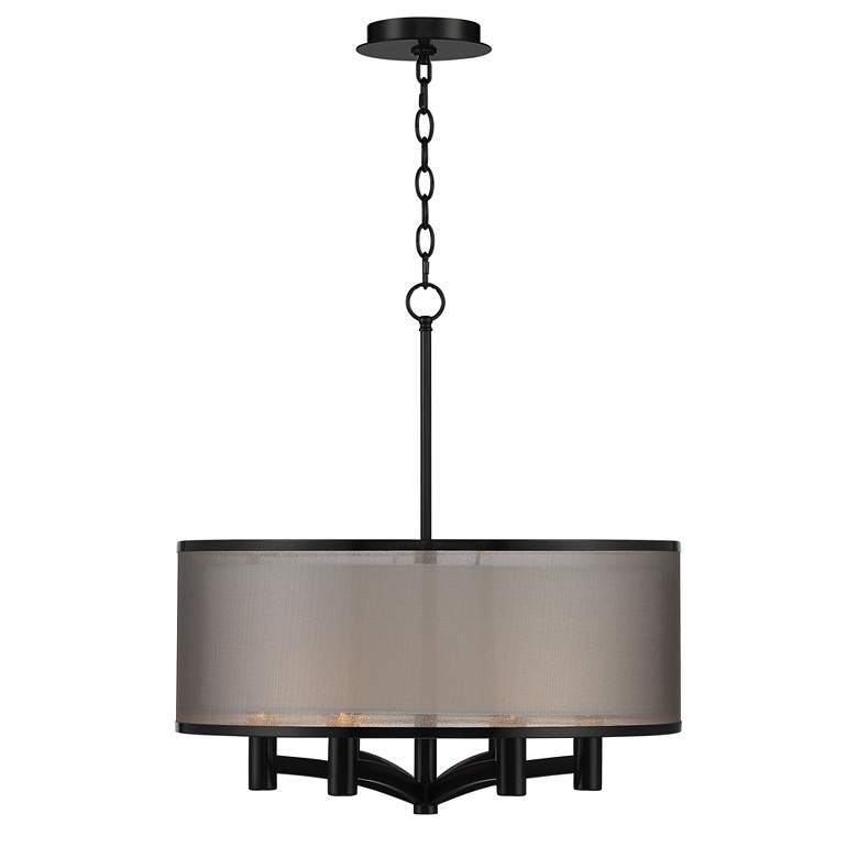 Image 7 Possini Euro Caliari 22" Wide Black 6-Light Double Shade Pendant more views