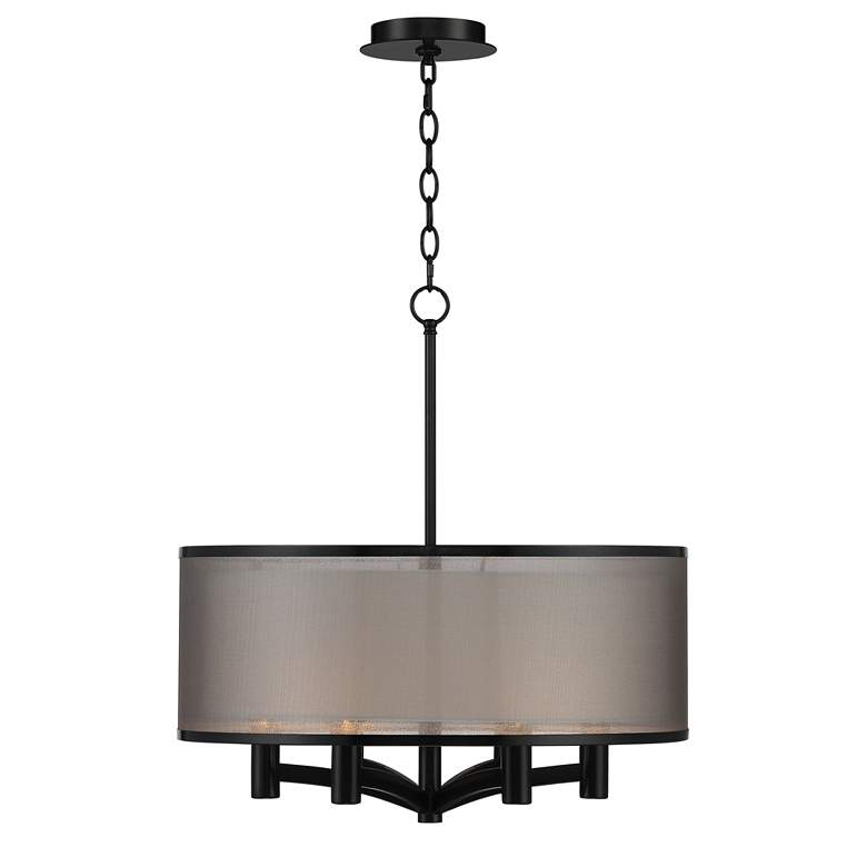 Image 7 Possini Euro Caliari 22 inch Wide Black 6-Light Double Shade Pendant more views