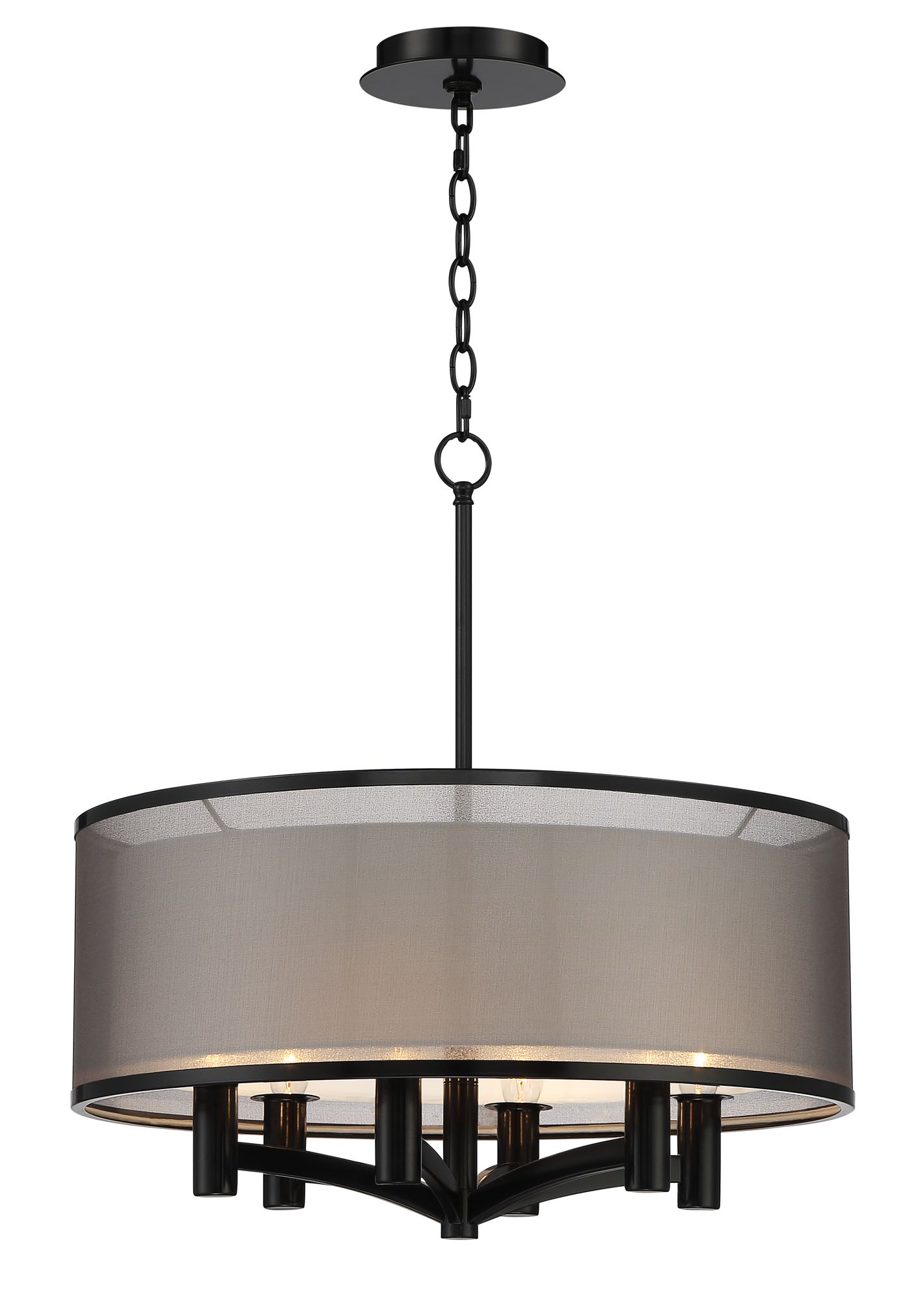 Possini Euro Caliari 22" Wide Black 6-Light Double Shade Pendant