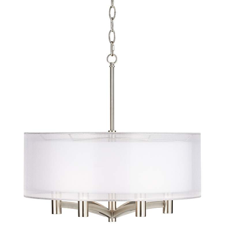Image 3 Possini Euro Caliari 22" Wide Brushed Nickel 6-Light Drum Pendant