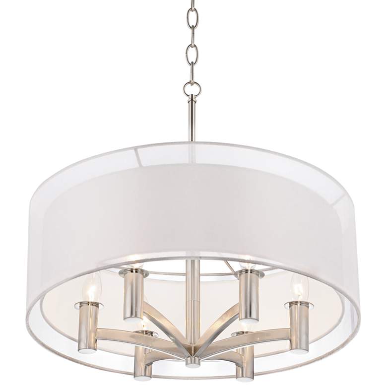 Image 6 Possini Euro Caliari 22" Wide Brushed Nickel 6-Light Drum Pendant more views