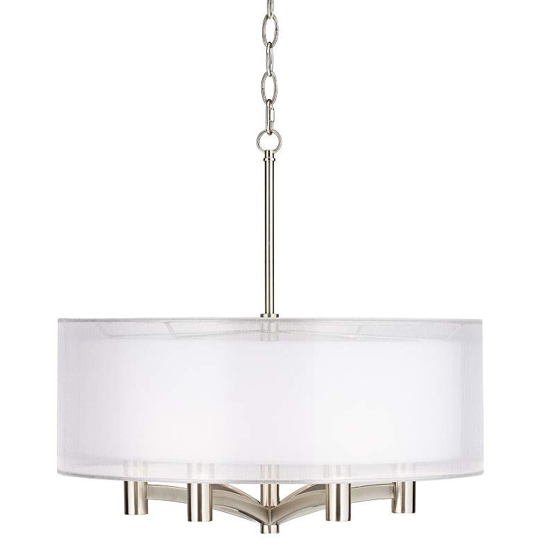 Image 3 Possini Euro Caliari 22 inch Wide Brushed Nickel 6-Light Pendant