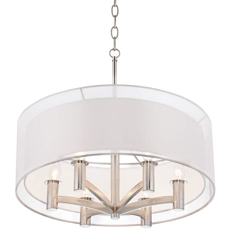 Image 6 Possini Euro Caliari 22 inch Wide Brushed Nickel 6-Light Pendant more views