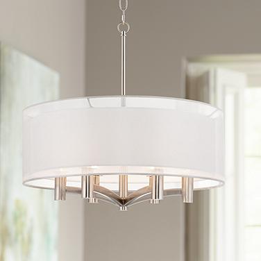Possini Euro Caliari 22" Wide Brushed Nickel 6-Light Drum Pendant