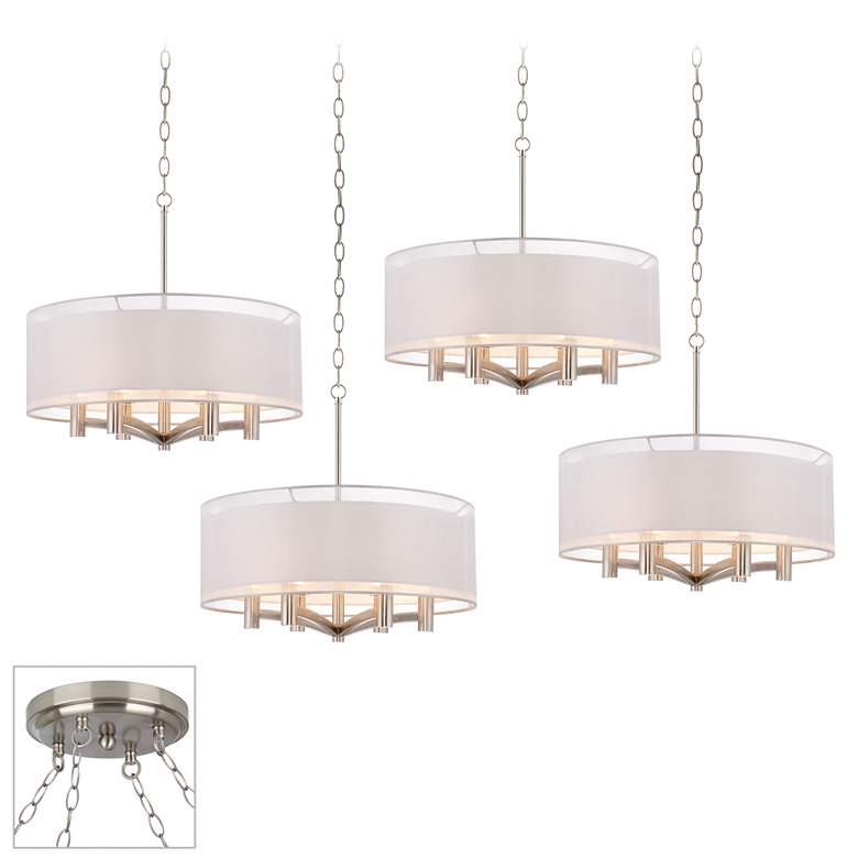 Image 1 Possini Euro Caliari Brushed Nickel 4-Light Swag Chandelier