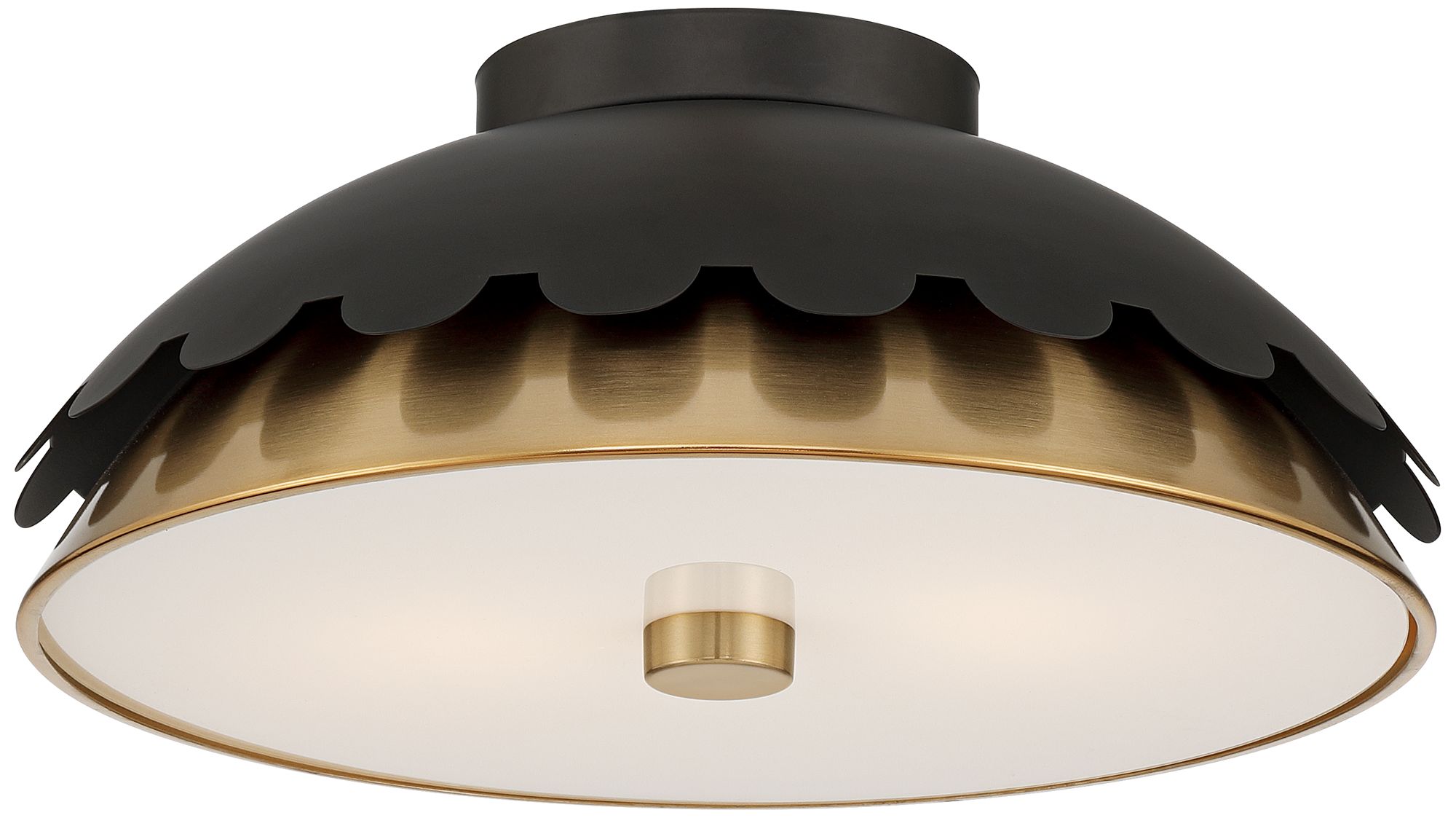 Image 2 Possini Euro Calla 14" Wide Matte Black and Gold 2-Light Ceiling Light