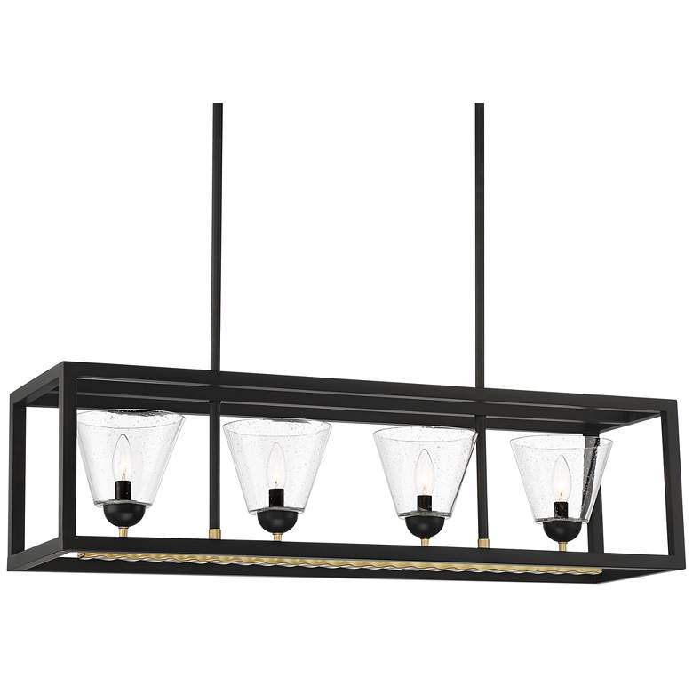 Image 2 Possini Euro Callan 38 inch Wide Bronze 4-Light Rectangular Island Pendant