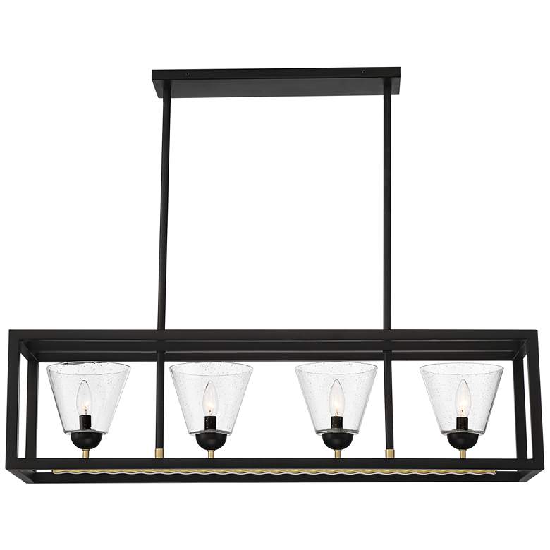 Image 6 Possini Euro Callan 38 inch Wide Bronze 4-Light Rectangular Island Pendant more views