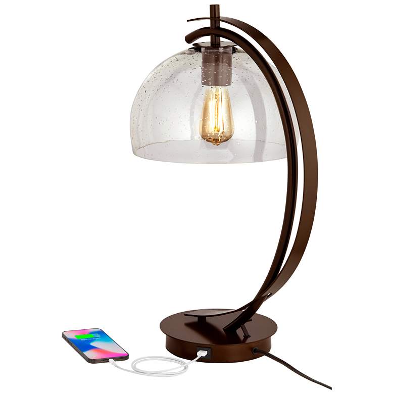 Image 3 Possini Euro Calvin 22 1/2" Bronze LED USB Desk Lamps Set of 2 more views