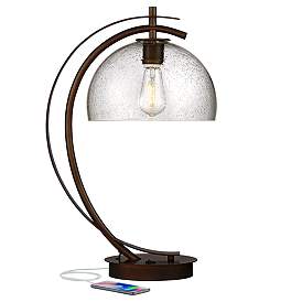 Image3 of Possini Euro Calvin 22 1/2" Glass Dome USB Table Lamp with LED Bulb