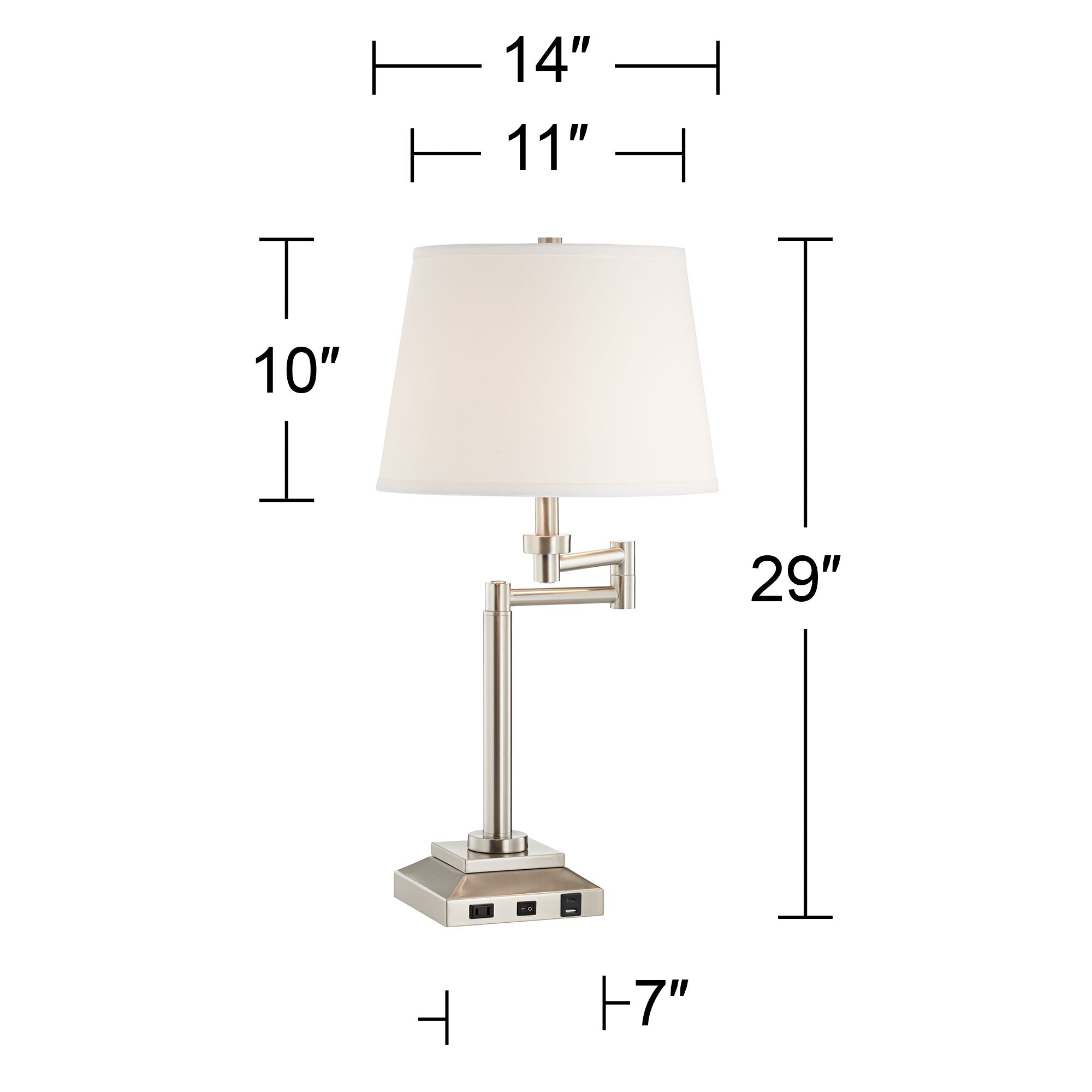 Possini Euro Camber 28" Workstation Swing Arm Outlet and USB Desk Lamp