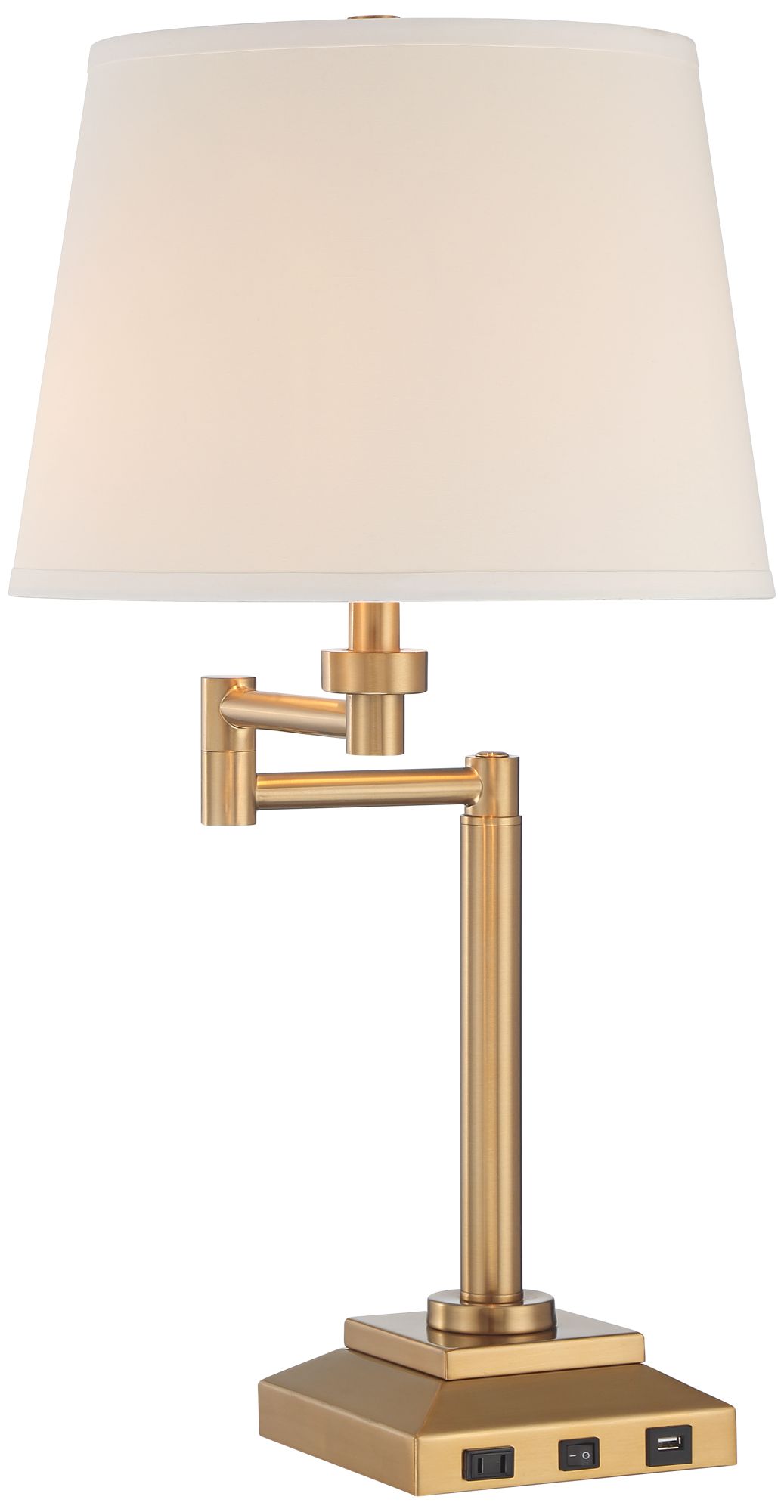 Possini Euro Camber Warm Gold Finish Swing Arm Outlet and USB Lamp