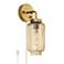 Possini Euro Cambria Warm Gold and Champagne Glass Plug-In Wall Lamp