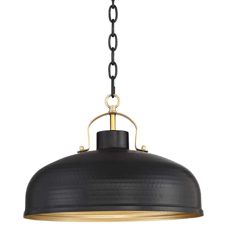 Possini Euro Camden 15 3/4&quot; Wide Black and Warm Brass Ceiling Pendant