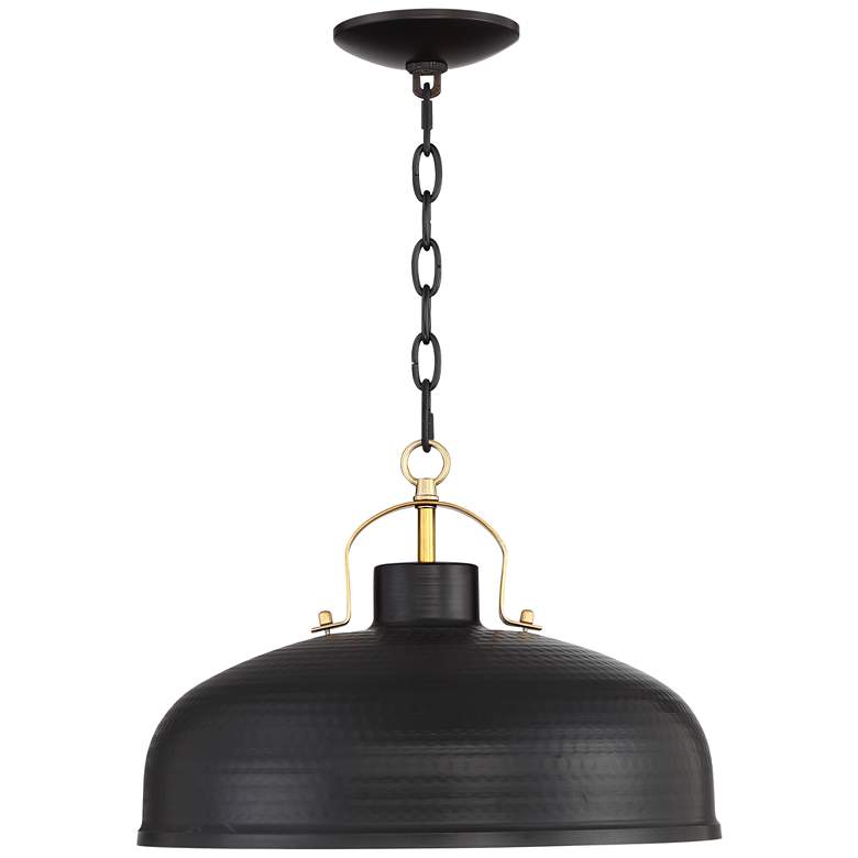 Possini Euro Camden 15 3/4&quot; Wide Black and Warm Brass Ceiling Pendant more views