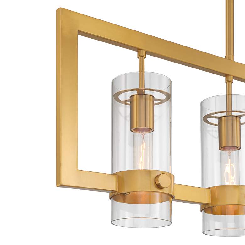 Image 3 Possini Euro Camden 42" Antique Brass 5-Light Linear Island Pendant more views