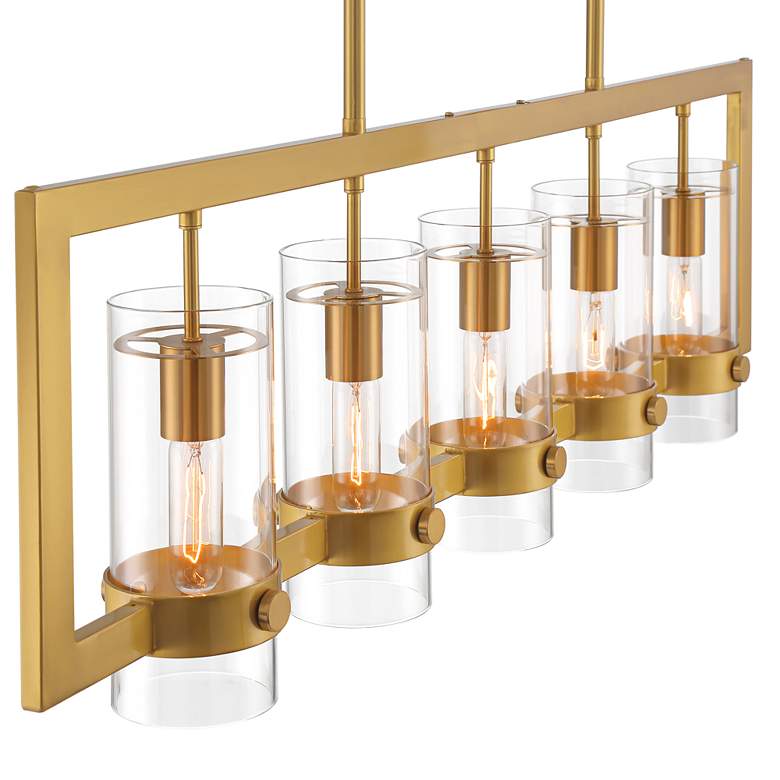 Image 4 Possini Euro Camden 42" Antique Brass 5-Light Linear Island Pendant more views