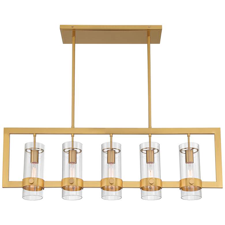 Image 6 Possini Euro Camden 42" Antique Brass 5-Light Linear Island Pendant more views
